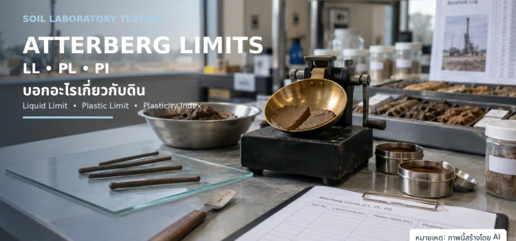 อุปกรณ์ทดสอบ Atterberg Limits พร้อมตัวอย่างดินสำหรับหาค่า LL PL และ PI